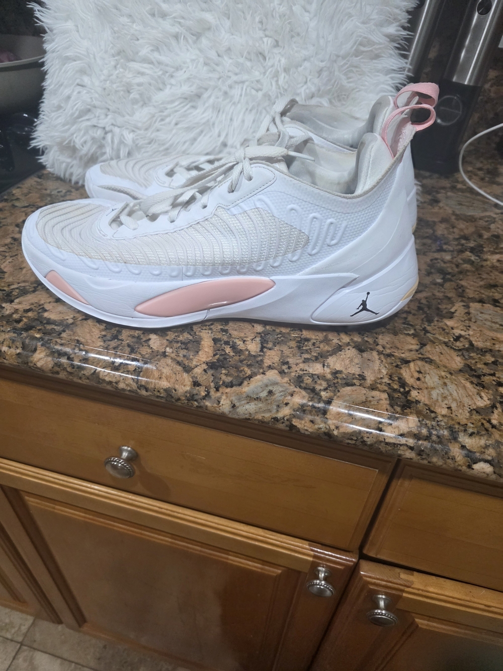 Jordan Men s' White and Pink Athletic Sneakers